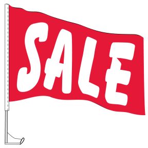 Car Flag with Window Clip - "Sale" Red