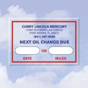 Oil Change Sticker - "Next Oil Change Due"