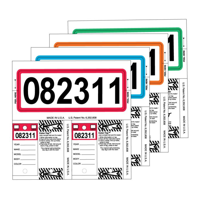 Color Top Stock Number Key Tag Sets