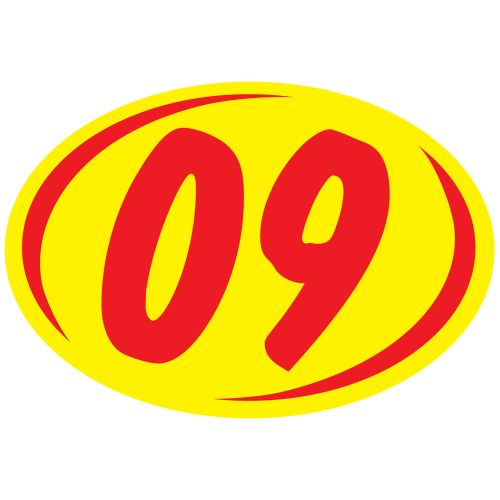 Car Lot Windshield Two Digit Oval Model Year Stickers, Small, Car
