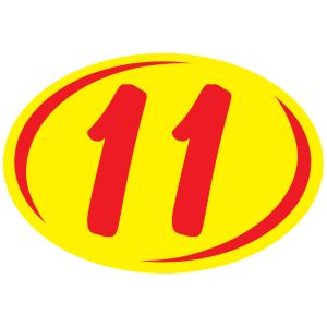 Small Number 11 Stickers 1/2 Round